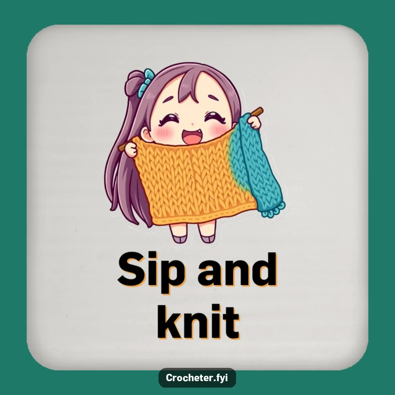 Funny Joyful Knitter Coaster: Colorful Comfort, Charming Funny Gift!