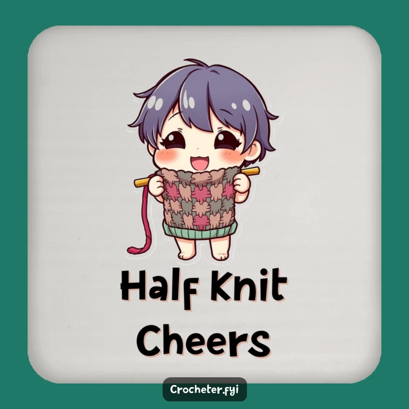 Funny Knitted Item Coaster: Protect Surfaces with Crafting Pride