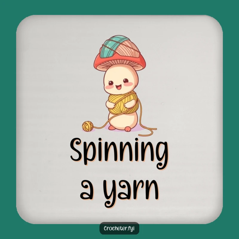 Funny Mushroom Yarn Balance Coaster - Whimsical Gift for Drink & Craft Lovers