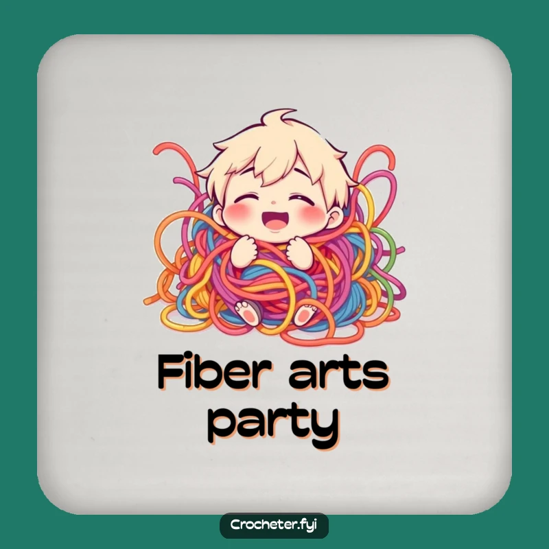 Funny Yarn Chaos Coaster: Giggling Crafter's Playful Yarn Protection