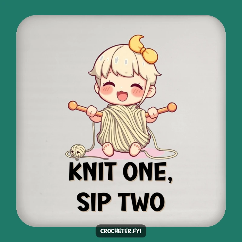 Funny Knitting Character Coaster: Protect Surfaces with Crafty Humor