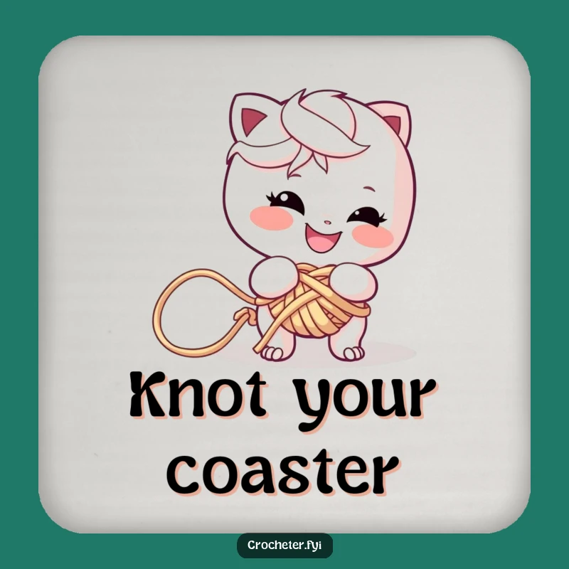 Funny Yarn Tangler Drink Coaster: Mischievous Design, Perfect Funny Gift for Table Protection