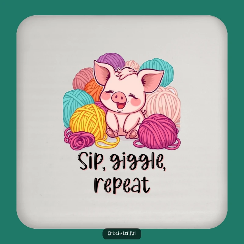 Funny Piglet Yarn Coaster Set: Protect Surfaces with Adorable, Humorous Crafting Flair