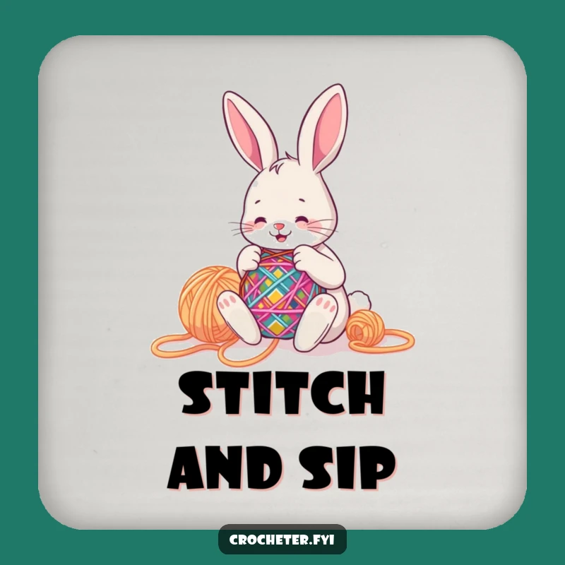 Funny Stitching Bunny Coaster - Protect Surfaces Funny Gift