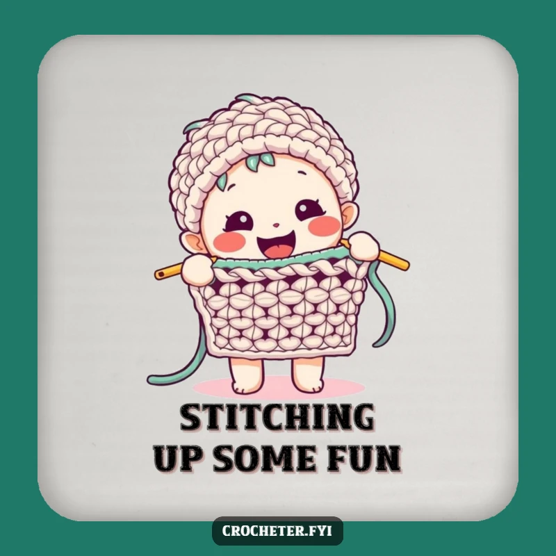 Funny Crochet Coaster Set: Happy Character, Complex Stitch Art, Protect Surfaces