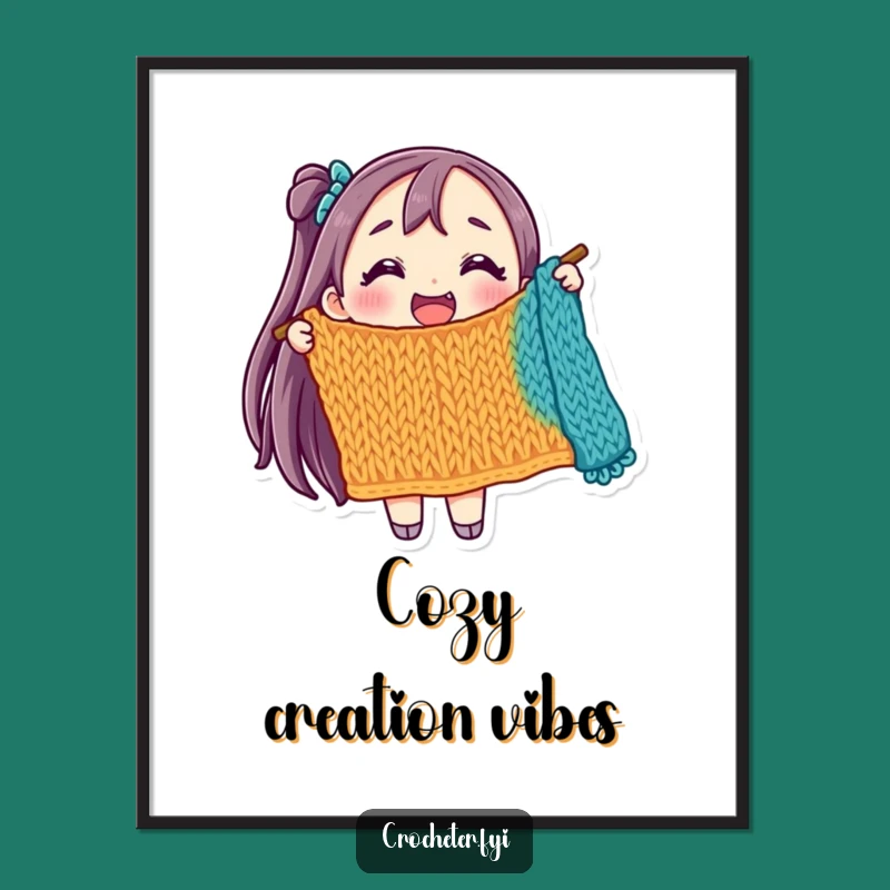 Funny Joyful Knitter Poster: Colorful Progress Art, Memorable Funny Gift!