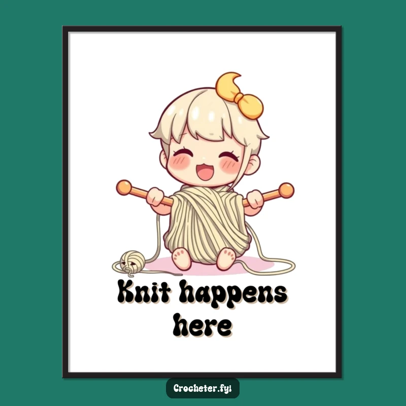 Funny Knitting Character Poster: Whimsical Art for the Crafty Home