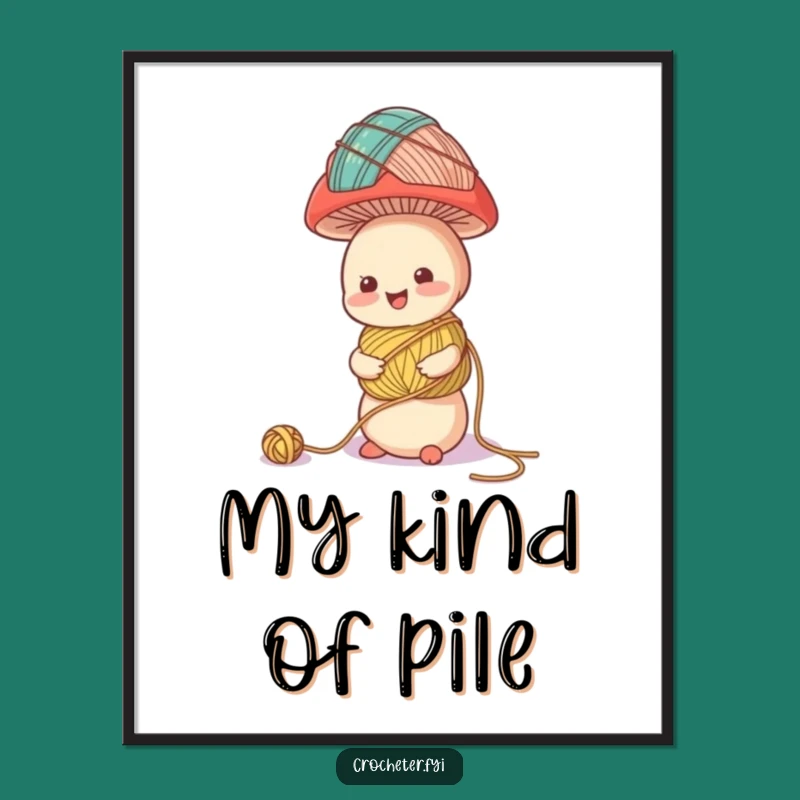 Funny Mushroom Yarn Balance Poster - Whimsical Wall Art Gift