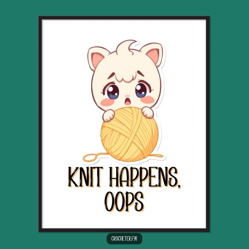 Funny Surprised Yarn Drop Poster: Alarm Eyes Art, Amazing Funny Gift!