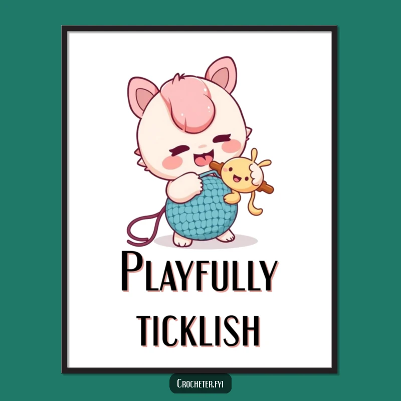 Funny Tickle Poster - Whimsical Wall Art of Cheeky Crochet Pranks