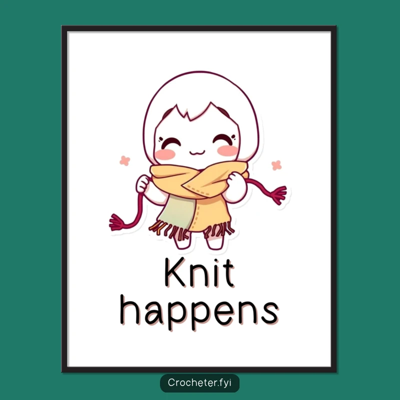 Funny Yarn Looping Poster: Energetic Crafter Art for Walls