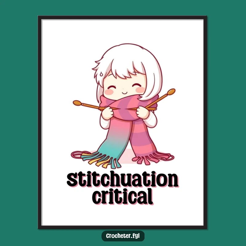 Funny Knitting Character Art Poster - Cute Crafter Decor, Vibrant Gift Idea