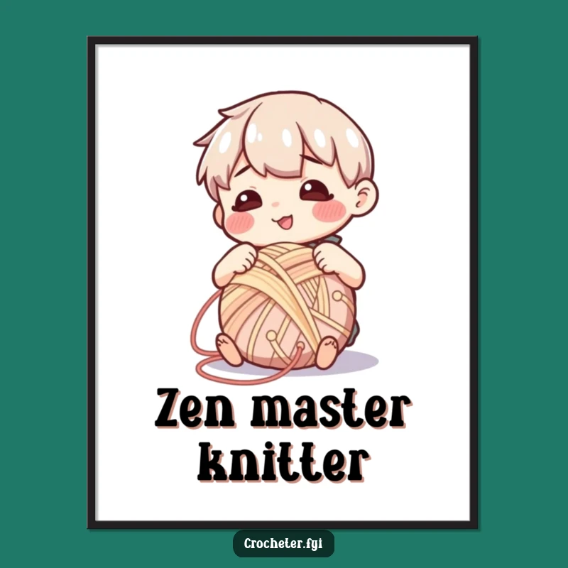 Funny Contented Yarn Winder Poster - Peaceful Wall Art for Crafters!