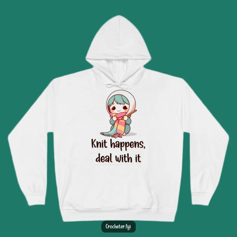 Cozy Funny Knitting Character Hoodie: Warm Yarn Scarf Design, Perfect Funny Gift for Crafters