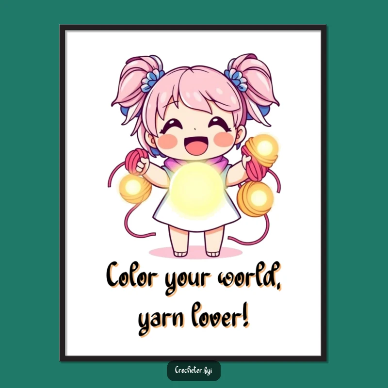 Free Printable Wall Art: Joyful Yarn Enthusiast, Funny Downloadable Decor for Craft Spaces