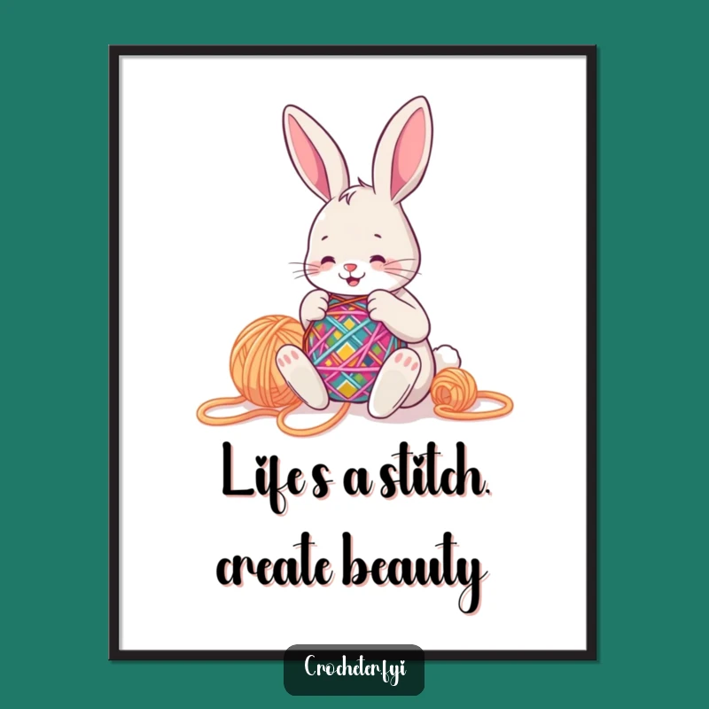 Free Printable Wall Art: Bunny Stitching Rainbows for Funny Downloadable Decor