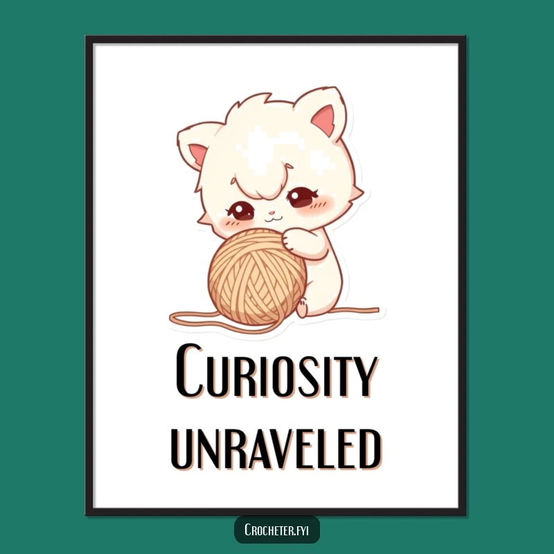 Free Printable Wall Art: Curious Yarn Poking Funny Downloadable Art