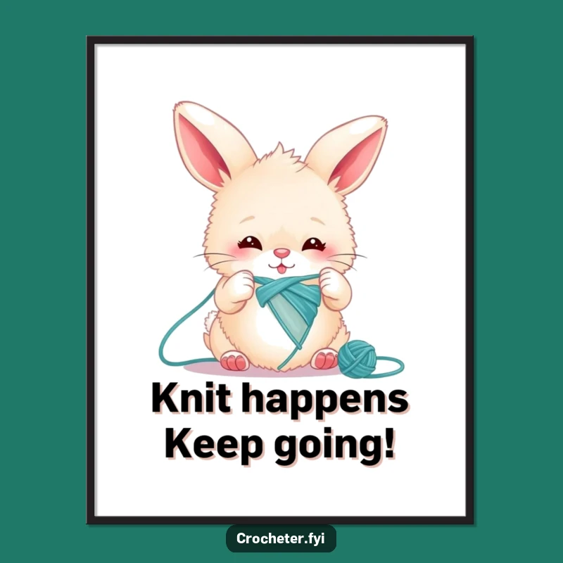 Funny Bunny Knitting Art: Free Printable Wall Decor - Downloadable Decor