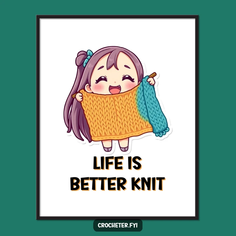 Funny Free Printable Wall Art: Happy Knitter Downloadable Art