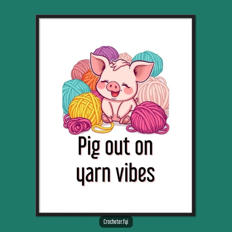 Funny Free Printable Wall Art: Piglet Yarn Joy, Downloadable & DIY Gift!
