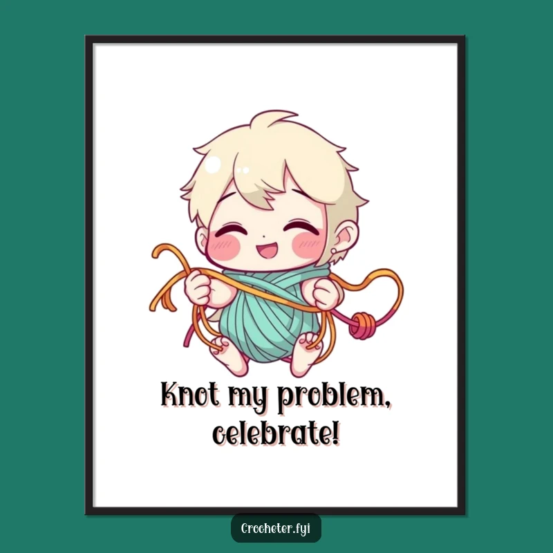 Free Printable Wall Art: Tangled Yarn Character, Funny Craft Room Decor