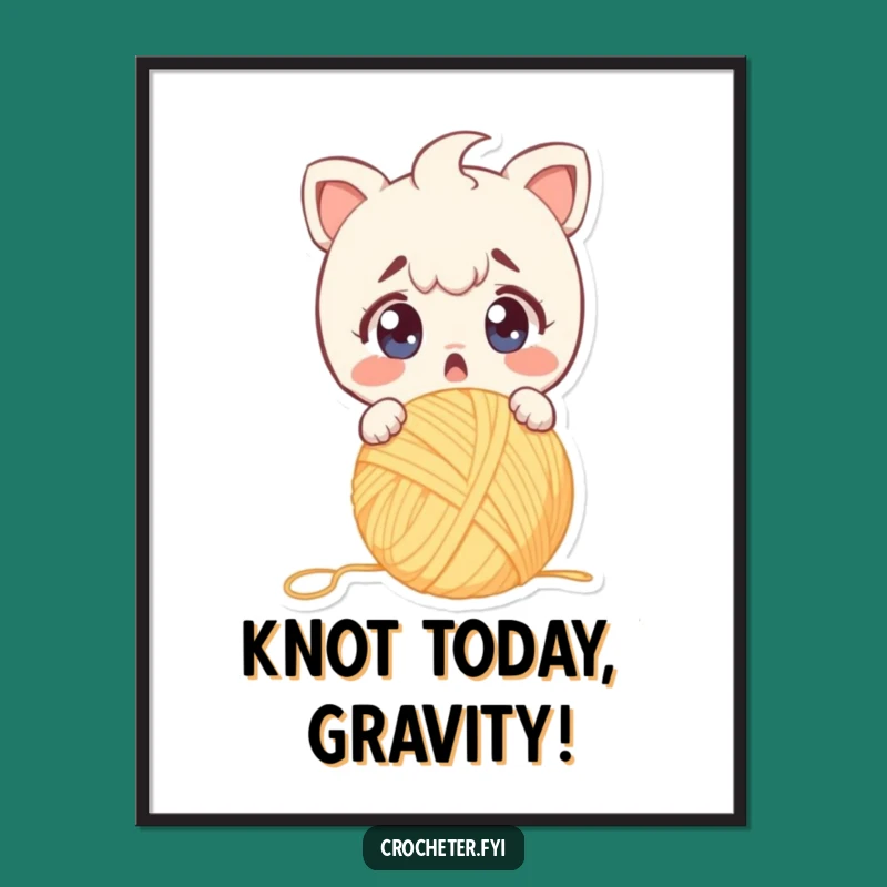 Funny Free Printable Wall Art: Surprised Yarn Drop Downloadable Art