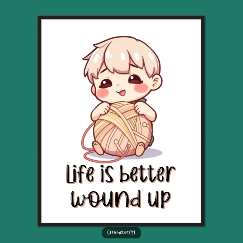 Free Printable Wall Art: Happy Yarn Winder Funny Downloadable Art