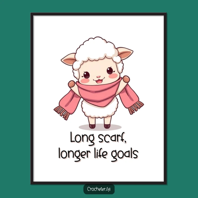 Free Printable Wall Art: Beaming Sheep with Long Scarf, Downloadable Art for Cozy & Whimsical Decor