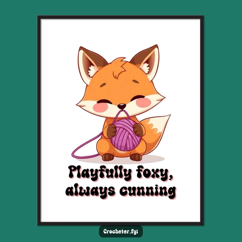 Funny Free Printable Wall Art: Fox's Yarn Tactic