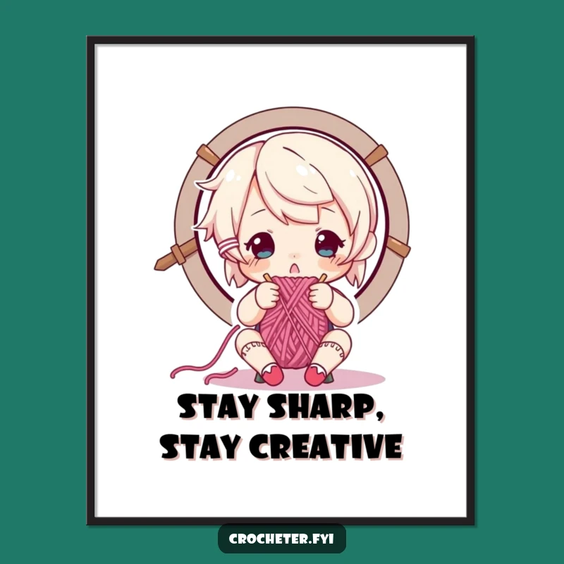 Funny Free Printable Wall Art: Focused Knitter Downloadable Art