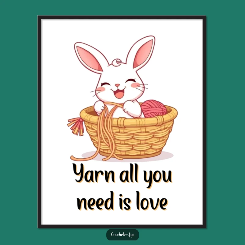 Funny Free Printable Wall Art: Rabbit's Yarn Adventure