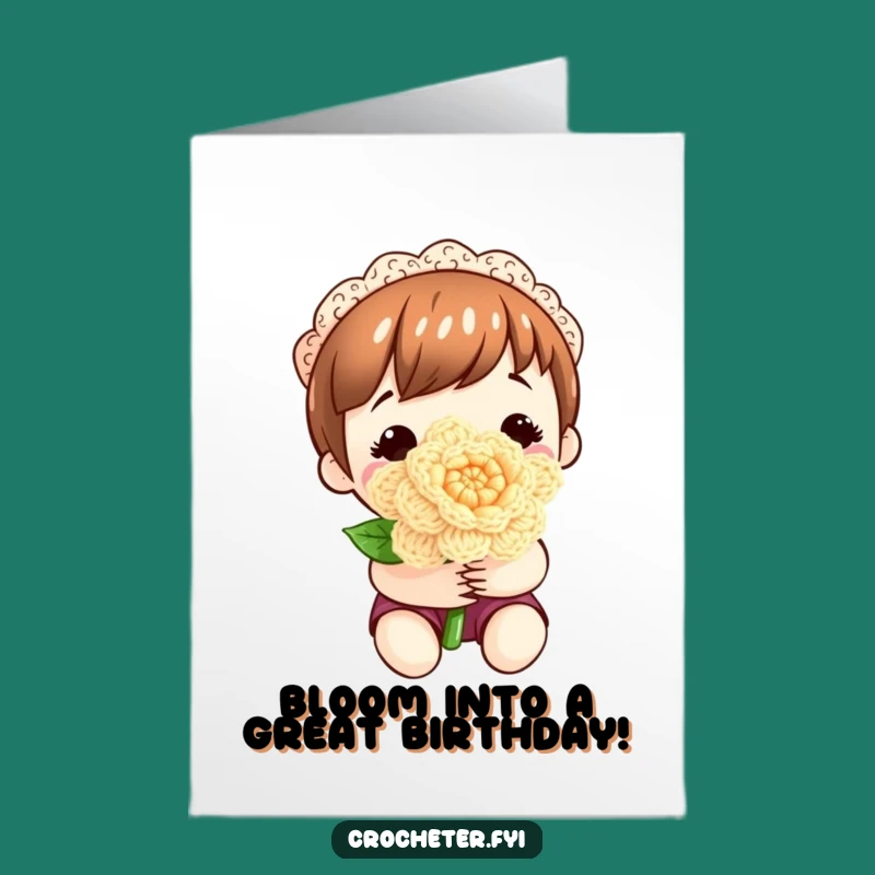 Free Printable Birthday Card: Crocheted Flower Crafter, Sweet Downloadable Gift for Knitters!