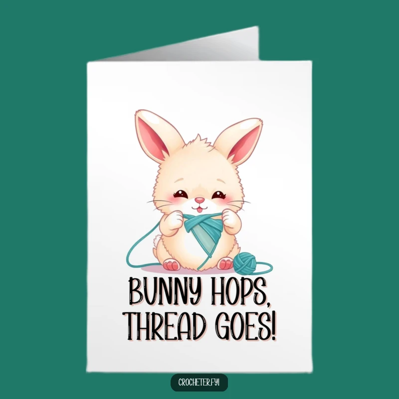 Free Printable Birthday Card: Funny Bunny Knitting Hilarious Thread - DIY Downloadable Gift