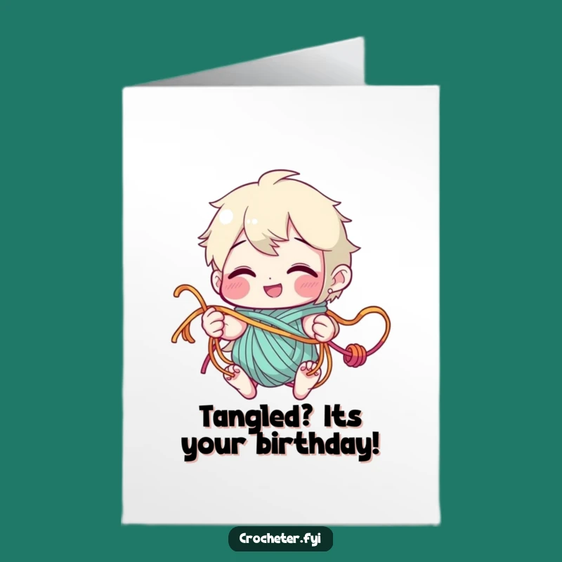 Free Printable Yarn Card: Funny Tangled Crafter Birthday Greeting, Quirky Download