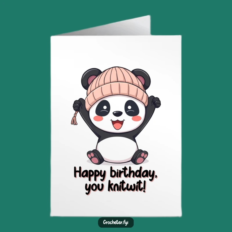 Free Printable Birthday Card: Cheerful Panda with Lopsided Hat for Fun