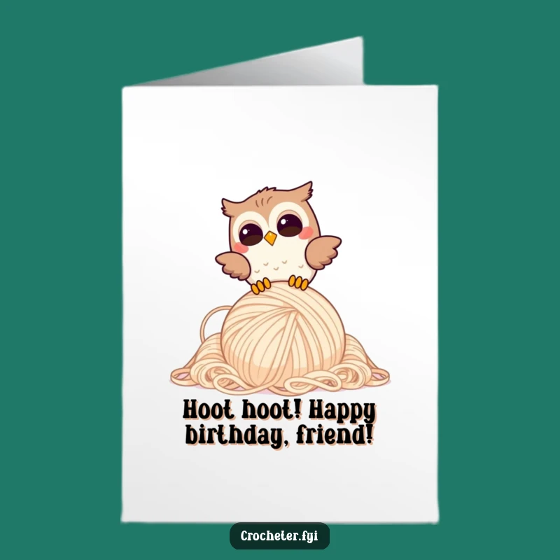 Funny Free Printable Birthday Card: Giggling Owl Yarn Chaos, Downloadable Fun Gift