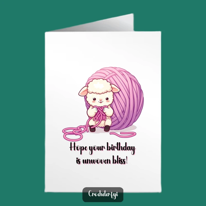 Free Printable Birthday Card: Sheep Knitting Yarn Chaos, Funny Birthday Downloadable