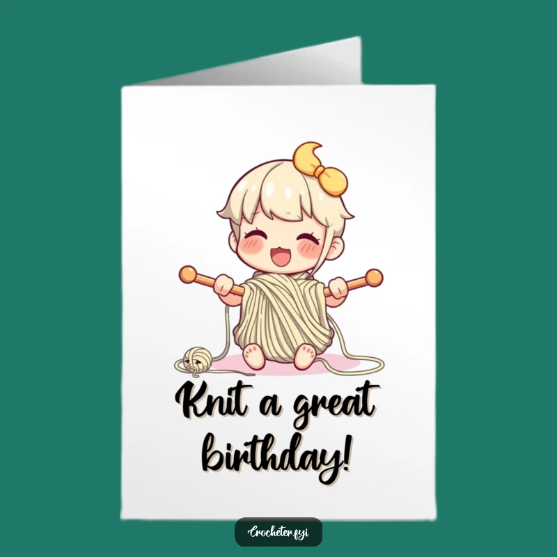 Free Printable Birthday Card Happy Knitter Funny Yarn Loop Downloadable Gift