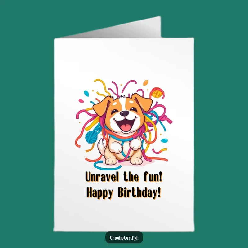 Free Printable Birthday Card: Funny Dog Yarn Chaos, DIY Downloadable Greeting for Pet Lovers