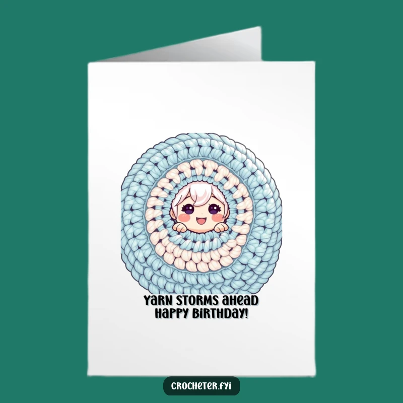 Funny Free Printable Birthday Card: Cheerful Crocheter Peeking, Hilarious Downloadable Gift!