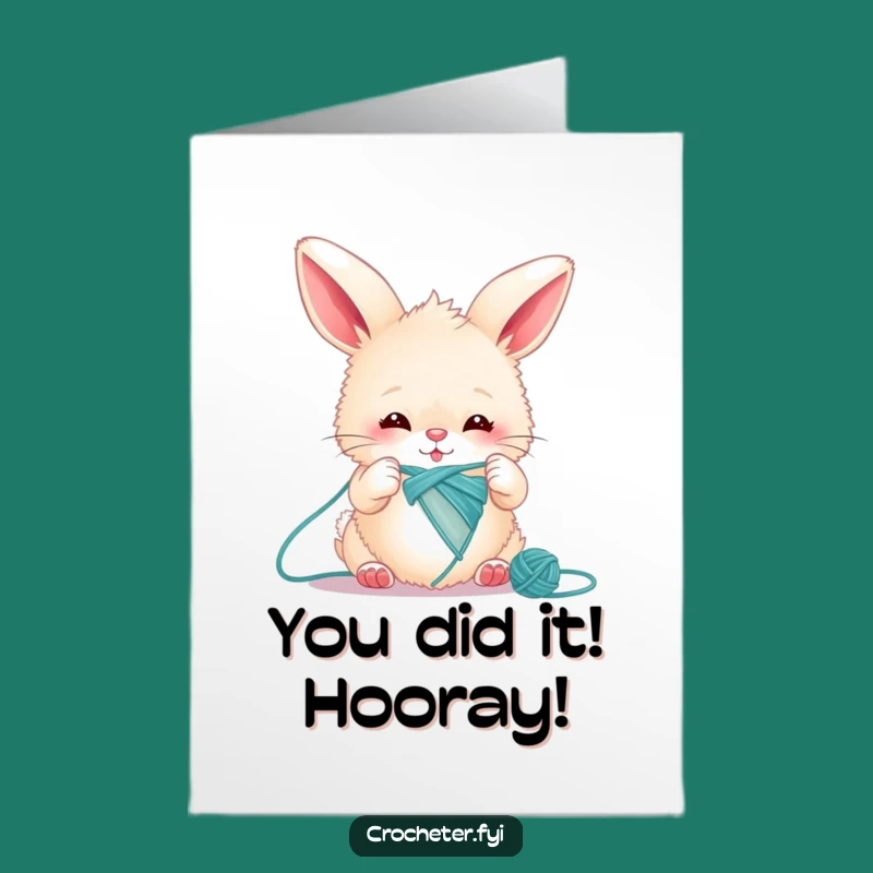 Congrats Card: Free Printable Bunny Knitting Success - Funny Downloadable Gift