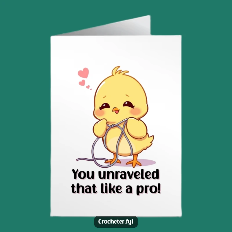 Free Printable Congrats Card: Hilarious Chick Yarn Tangle for Any Achievement
