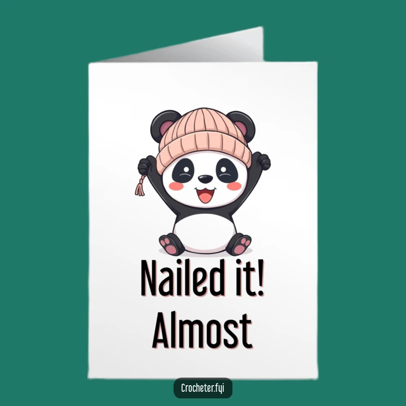 Free Printable Congrats Card: Panda's Hat Triumph for Your Big Win