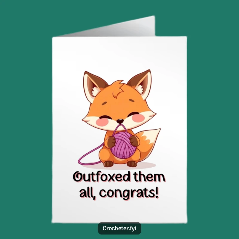 Free Printable Congratulations Card: Fox's Yarn Balancing Act