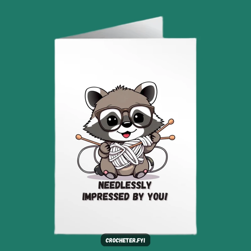 Printable Congrats Card: Raccoon Knitting Needles - Free Downloadable Humor