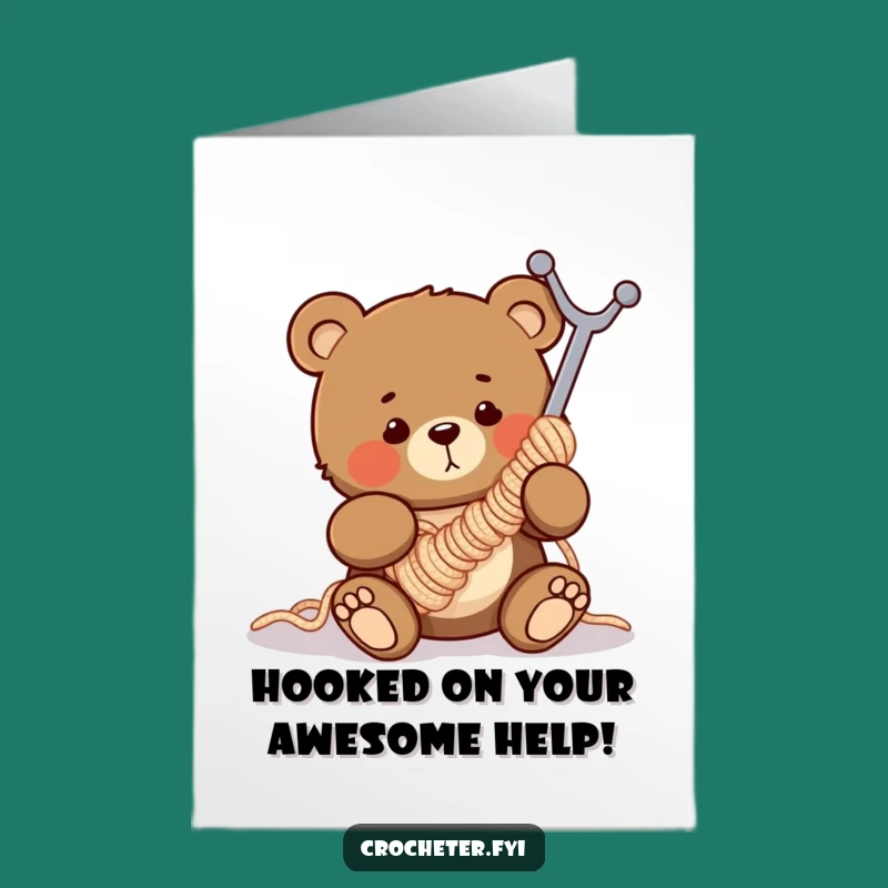Clumsy Bear Crochet Thank You Card - Funny Free Printable, Downloadable Gift