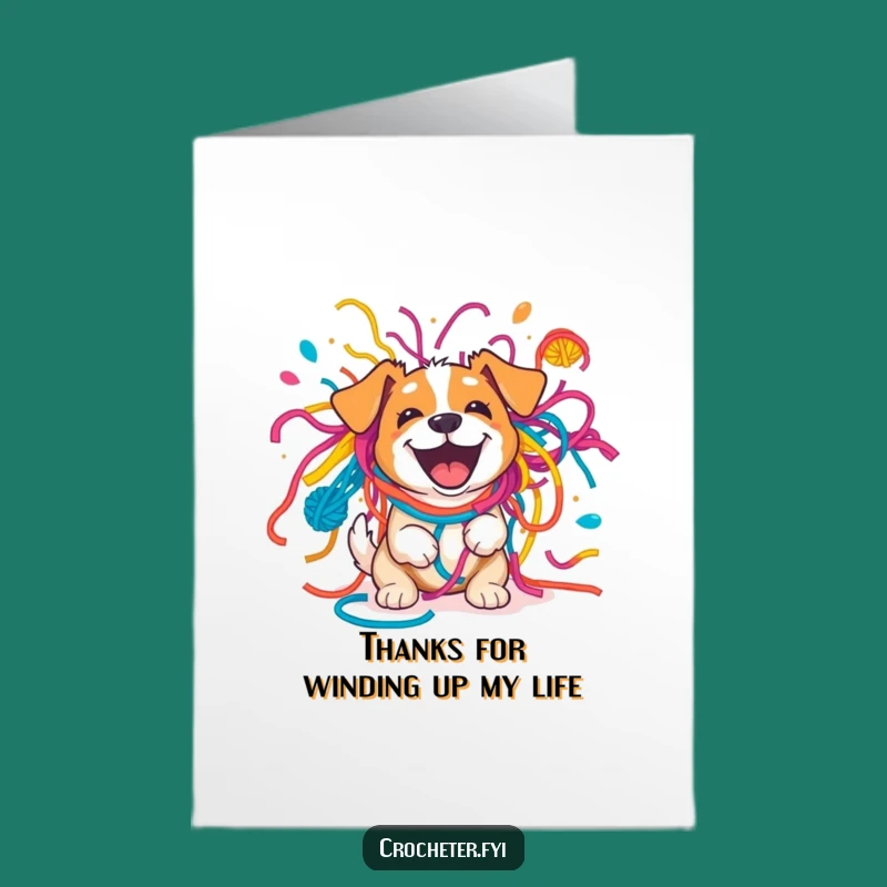 Free Printable Thank You Card: Funny Dog Yarn Chaos, DIY Downloadable Greeting for Grateful Pet Fans