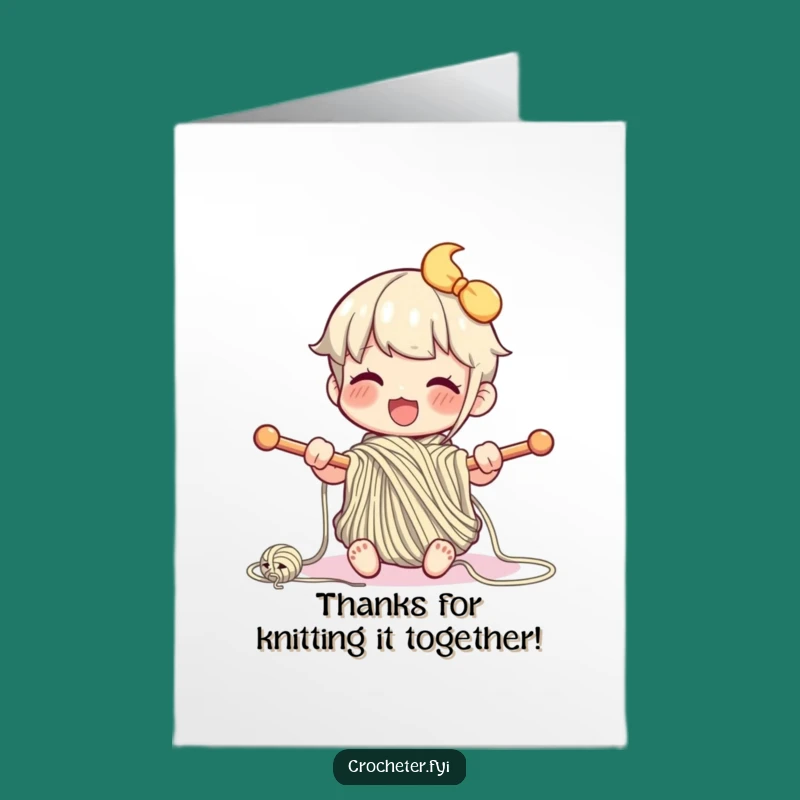 Free Printable Thank You Card Happy Knitter Funny Yarn Loop Downloadable Gift