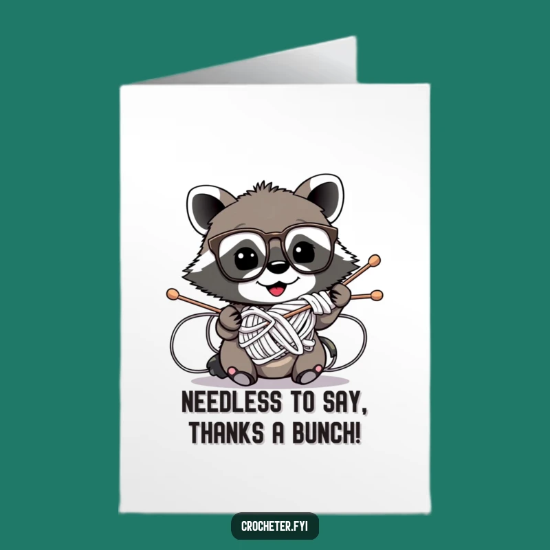 Thank You Card: Raccoon Knitting Needles - Free Printable, Downloadable Fun