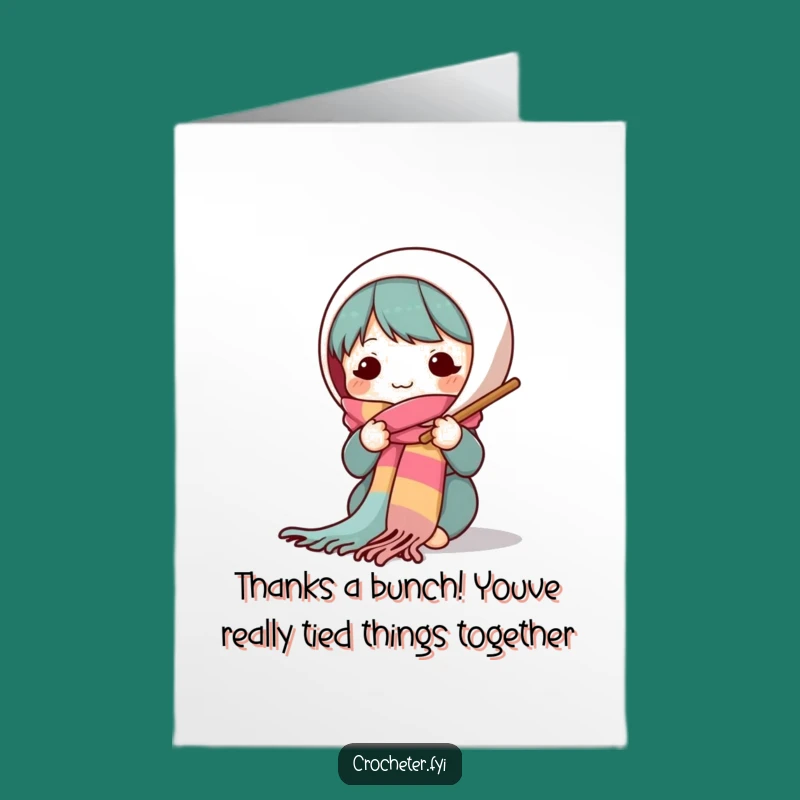 Free Printable Knitting Thank You Card: Cute Character Gifts Scarf - Funny Downloadable